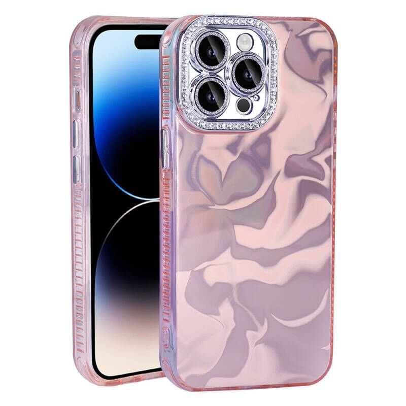 Apple iPhone 15 Pro Kılıf Airbagli Parlak Taş Detay Tasarımlı Zore Esila Kapak