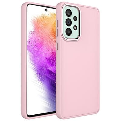 Galaxy A53 5G Kılıf Metal Çerçeve ve Buton Tasarımlı Silikon Zore Luna Kapak