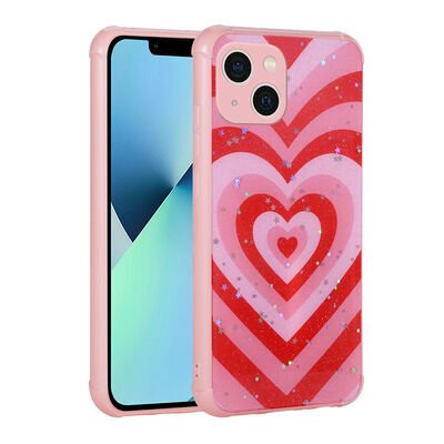 Apple iPhone 13 Kılıf Simli Desenli Kamera Korumalı Parlak Zore Popy Kapak