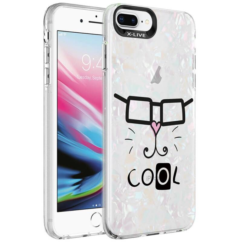 Apple iPhone 8 Plus Kılıf Mermer Desenli Zore Marbello Kapak