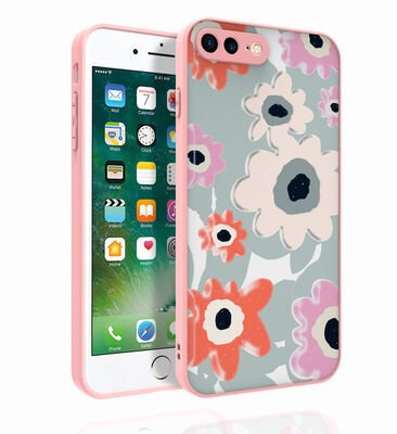 Apple iPhone 8 Plus Kılıf Desenli Kamera Korumalı Parlak Zore Nora Kapak