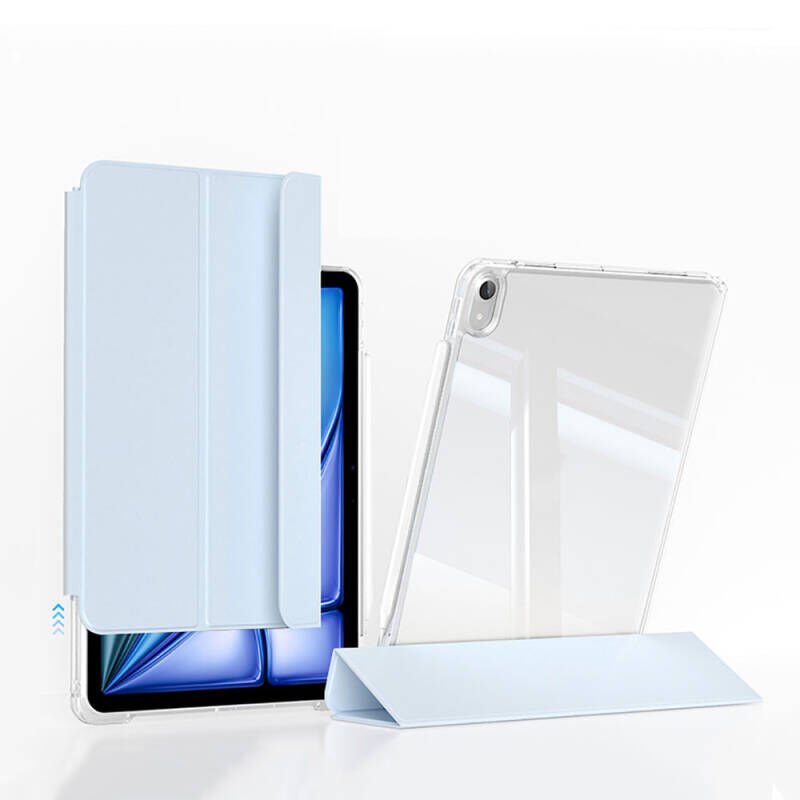 Apple iPad Air 13 2025 M3 Kılıf Magnetik Ayrılabilen Airbagli Zore Sliding Tablet Kılıfı Açık Mavi