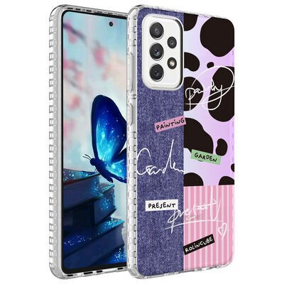 Galaxy A73 Kılıf Airbag Kenarlı Renkli Desenli Silikon Zore Elegans Kapak