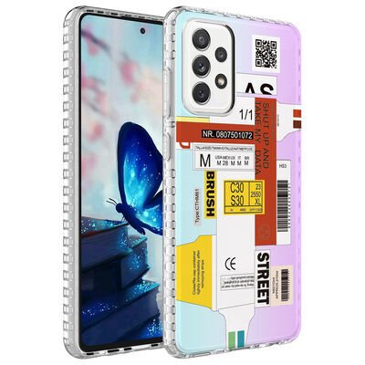 Galaxy A73 Kılıf Airbag Kenarlı Renkli Desenli Silikon Zore Elegans Kapak