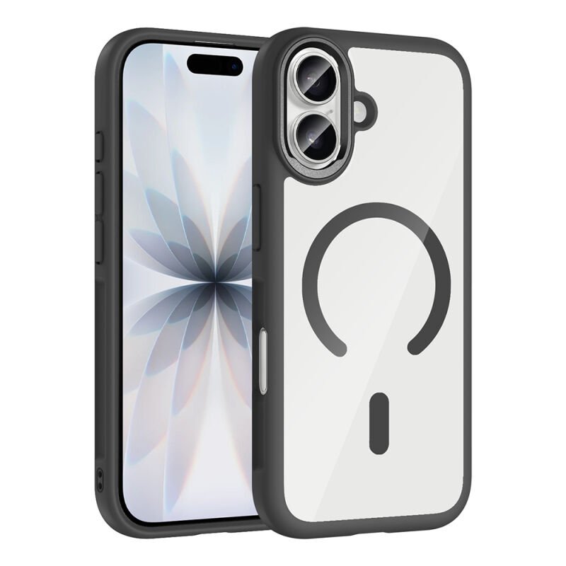 Apple iPhone 17 Kılıf M-Safe Şarj Özellikli Metal Kamera Çerçeveli Zore Tiko Kapak