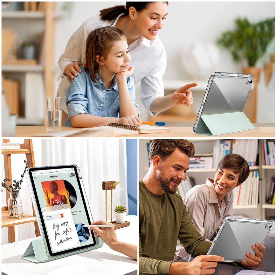 Apple iPad Air 11 2025 M3 Kılıf Magnetik Ayrılabilen Airbagli Zore Sliding Tablet Kılıfı Açık Yeşil