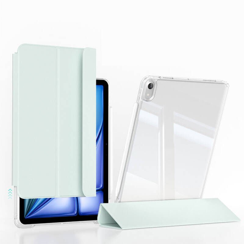 Apple iPad Air 11 2025 M3 Kılıf Magnetik Ayrılabilen Airbagli Zore Sliding Tablet Kılıfı Açık Yeşil