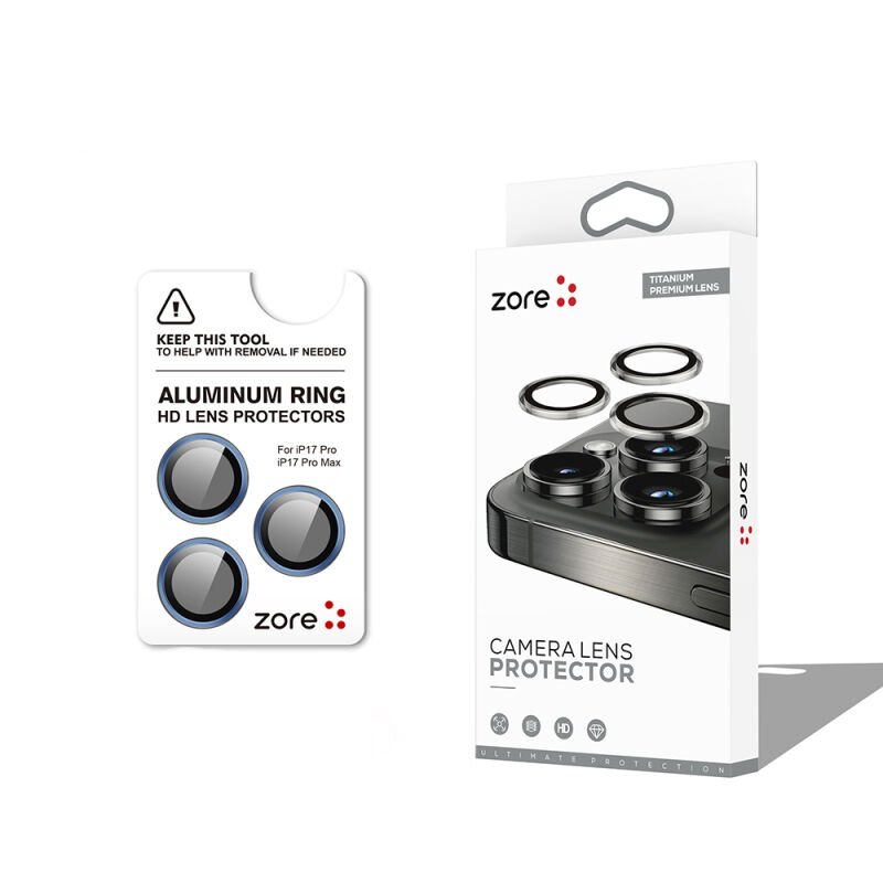 Apple iPhone 17 Pro Zore CL-12 Premium Safir Parmak İzi Bırakmayan Anti-Reflective Kamera Lens Koruyucu Lacivert
