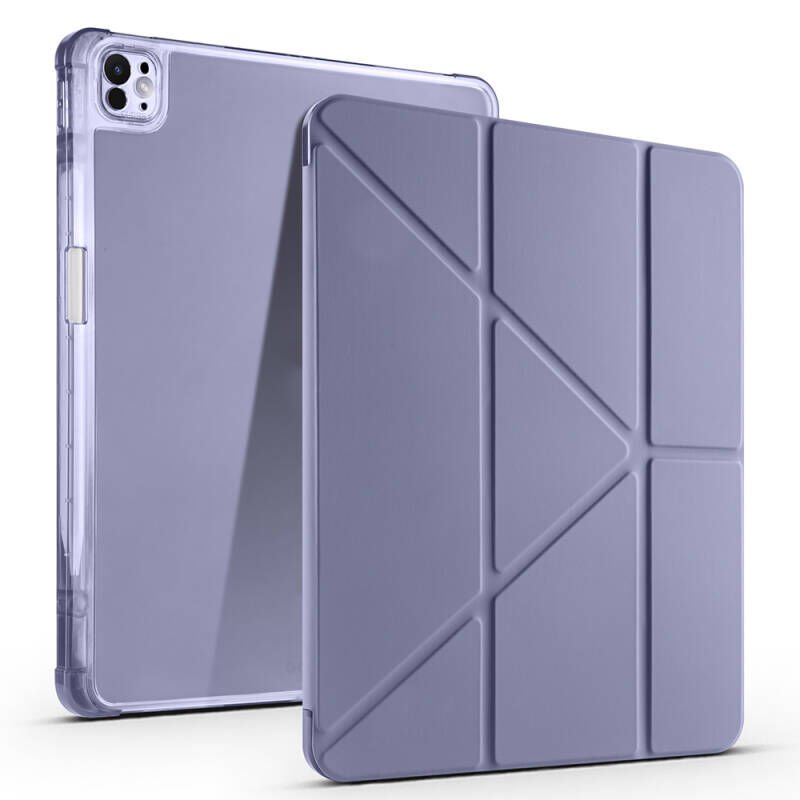 Apple iPad Pro 13 2025 M5 Kılıf Zore Tri Folding Kalem Bölmeli Standlı Kılıf Mor