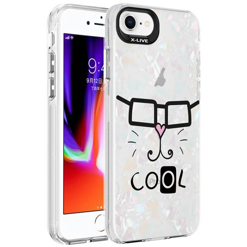 Apple iPhone 8 Kılıf Mermer Desenli Zore Marbello Kapak