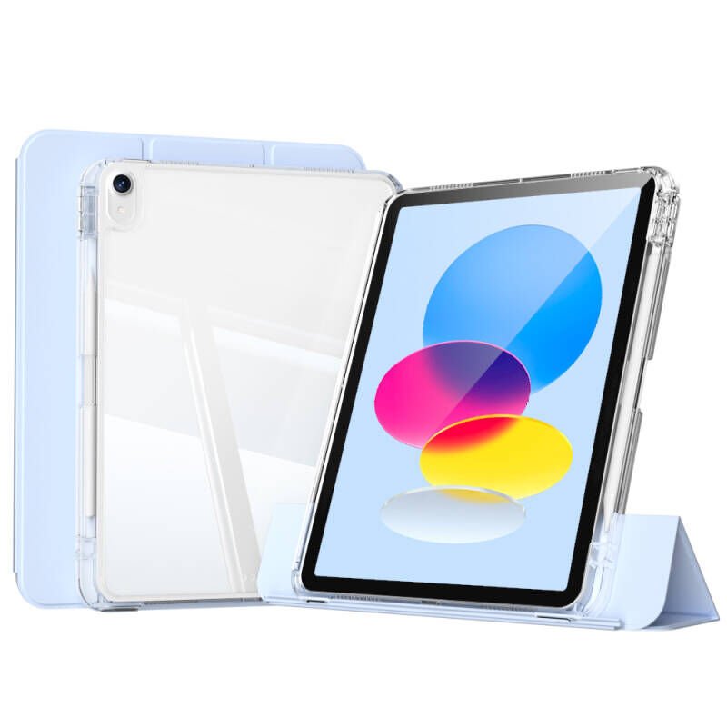 Apple iPad 11.Nesil 2025 Kılıf Magnetik Ayrılabilen Airbagli Zore Sliding Tablet Kılıfı Açık Mavi