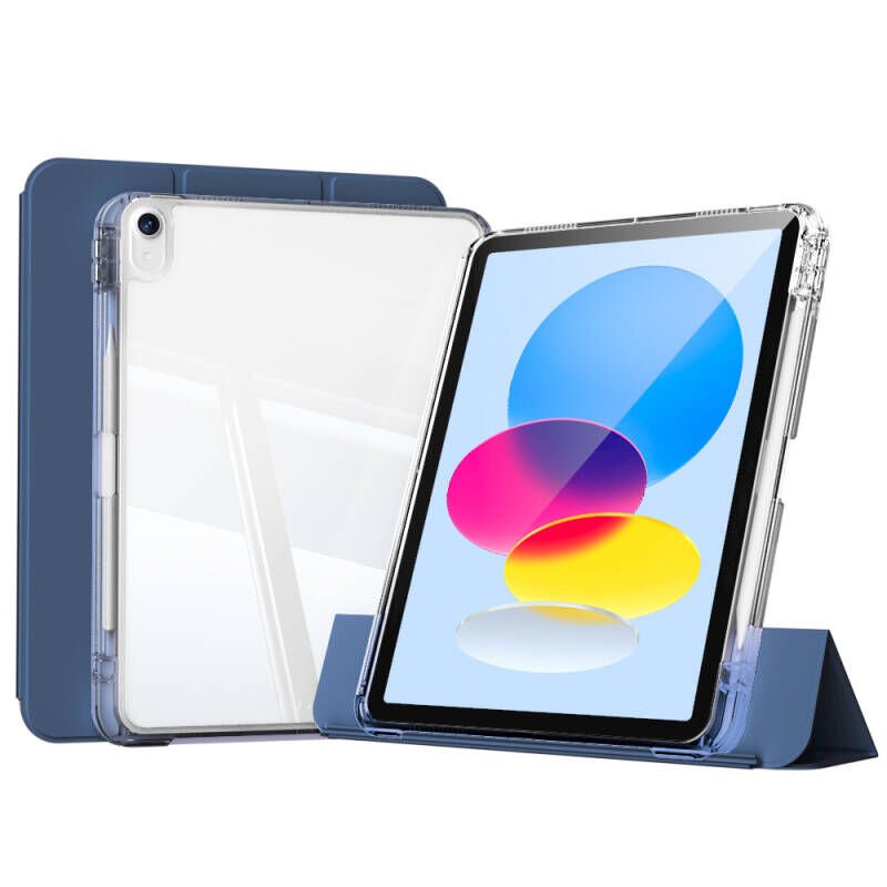 ​Apple iPad 10.9 2022 (10.Nesil) Kılıf Magnetik Ayrılabilen Airbagli Zore Sliding Tablet Kılıfı Lacivert