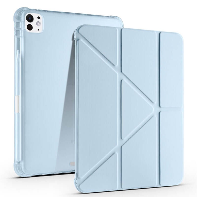 Apple iPad Pro 11 2025 M5 Kılıf Zore Tri Folding Kalem Bölmeli Standlı Kılıf Mavi