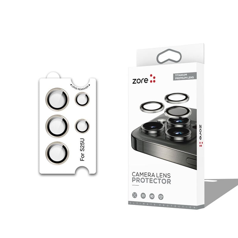 Galaxy S25 Ultra Zore CL-12 Premium Safir Parmak İzi Bırakmayan Anti-Reflective Kamera Lens Koruyucu Gri