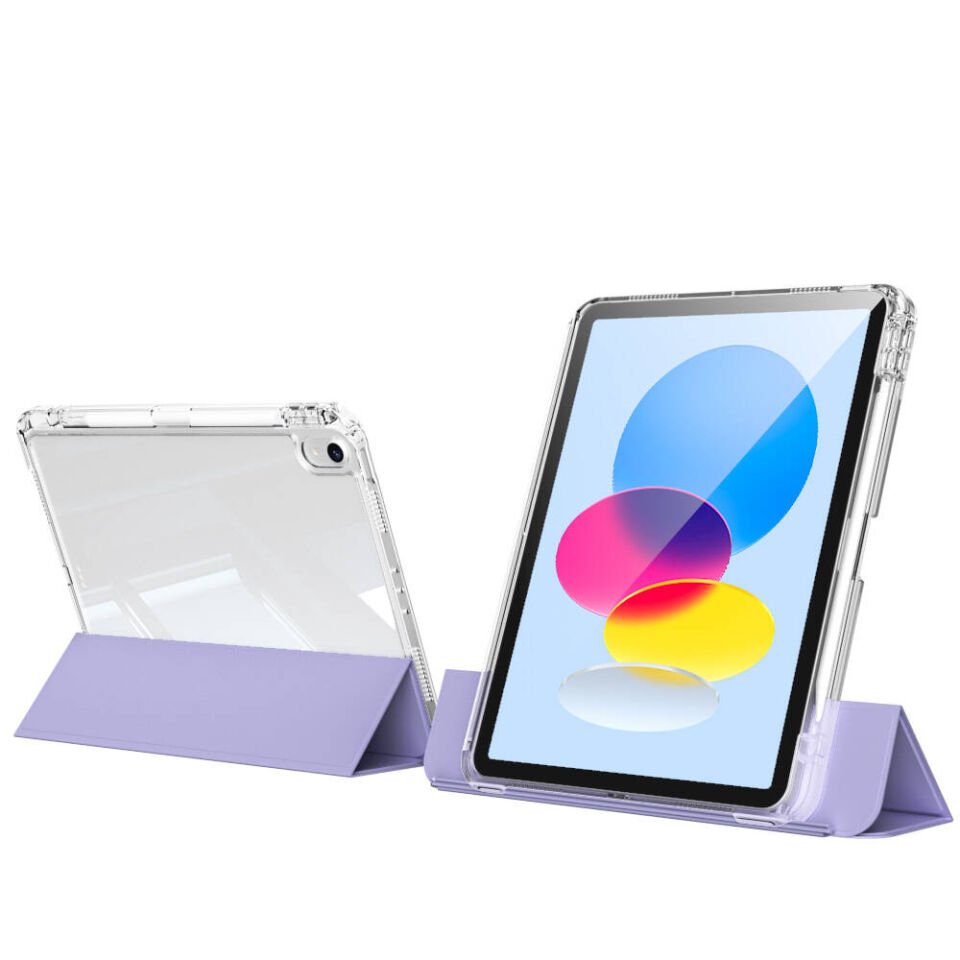 ​Apple iPad 10.9 2022 (10.Nesil) Kılıf Magnetik Ayrılabilen Airbagli Zore Sliding Tablet Kılıfı Lavender