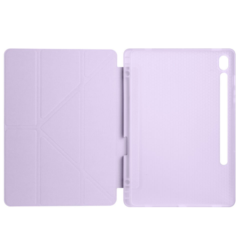 Galaxy Tab S10 Lite Kılıf Zore Tri Folding Kalem Bölmeli Standlı Kılıf Lila