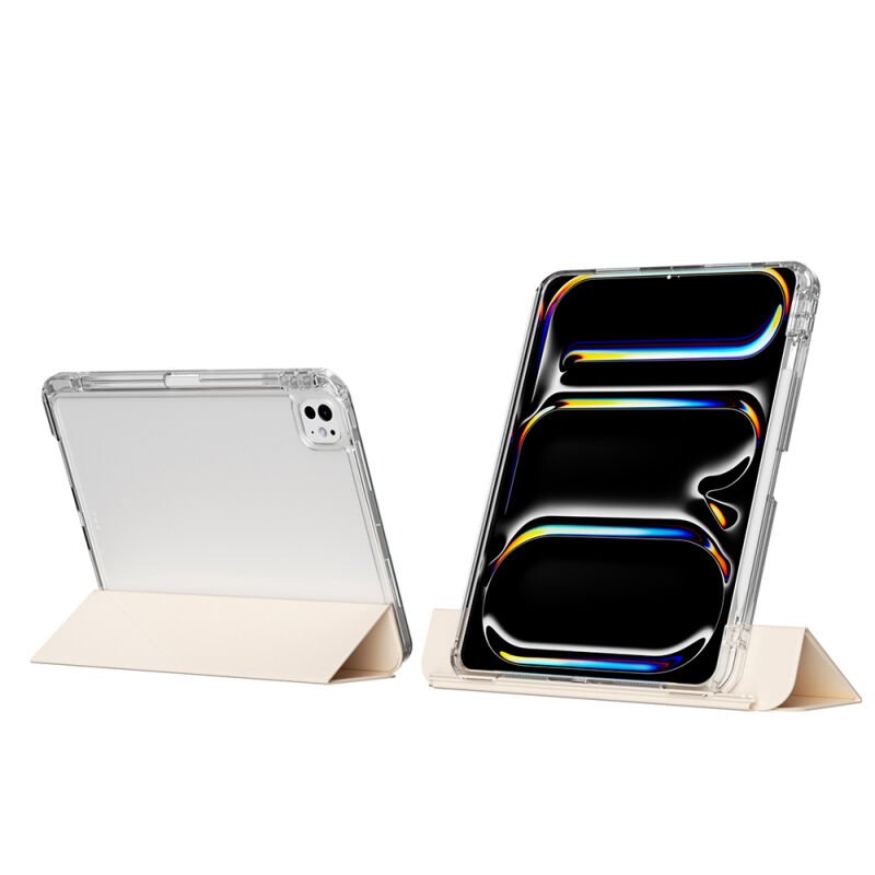 ​Apple iPad Air 13 2024 Kılıf Magnetik Ayrılabilen Airbagli Zore Sliding Tablet Kılıfı Gold