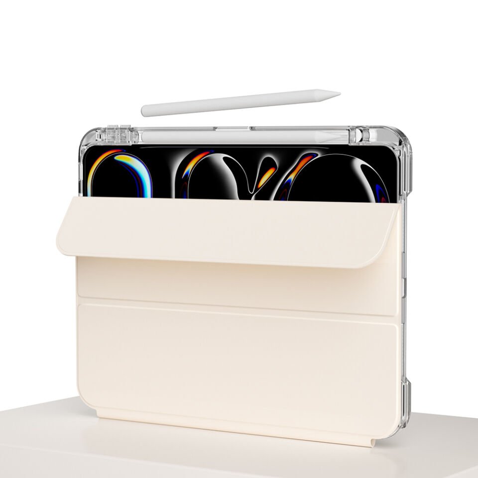 ​Apple iPad Air 13 2024 Kılıf Magnetik Ayrılabilen Airbagli Zore Sliding Tablet Kılıfı Gold