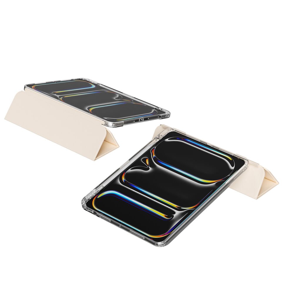 ​Apple iPad Air 13 2024 Kılıf Magnetik Ayrılabilen Airbagli Zore Sliding Tablet Kılıfı Gold