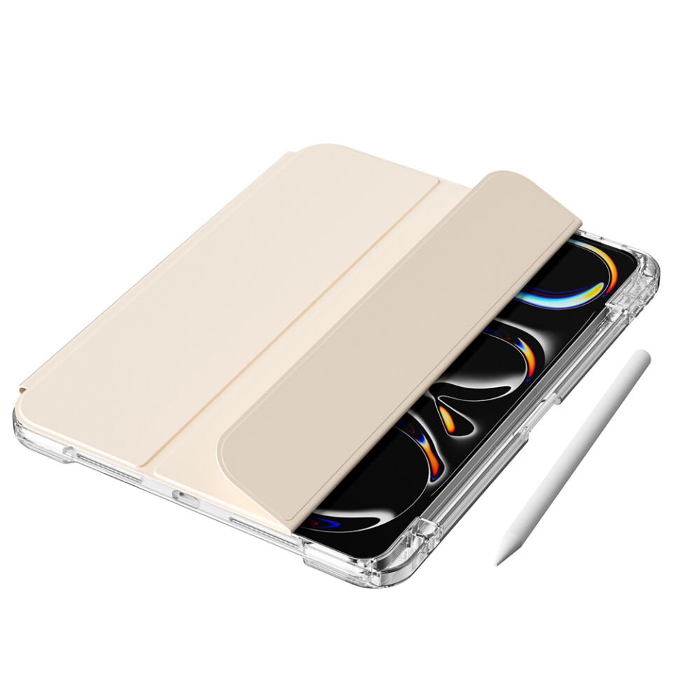 ​Apple iPad Air 13 2024 Kılıf Magnetik Ayrılabilen Airbagli Zore Sliding Tablet Kılıfı Gold