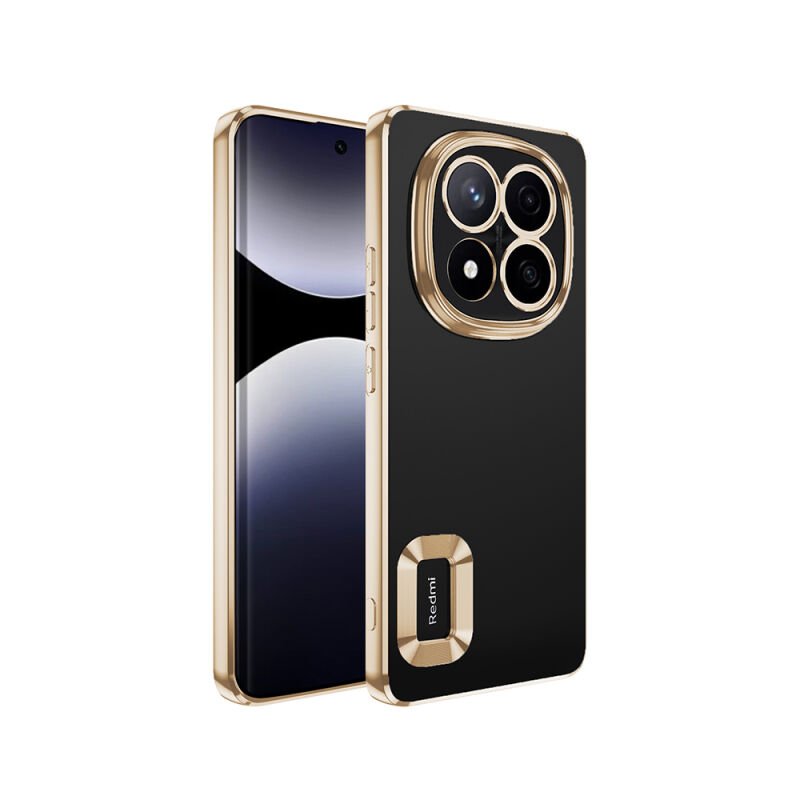 Xiaomi Redmi Note 14 Pro 4G Kılıf Kamera Korumalı Logo Gösteren Zore Omega Kapak Gold