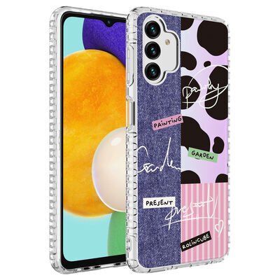 Galaxy A13 4G Kılıf Airbag Kenarlı Renkli Desenli Silikon Zore Elegans Kapak