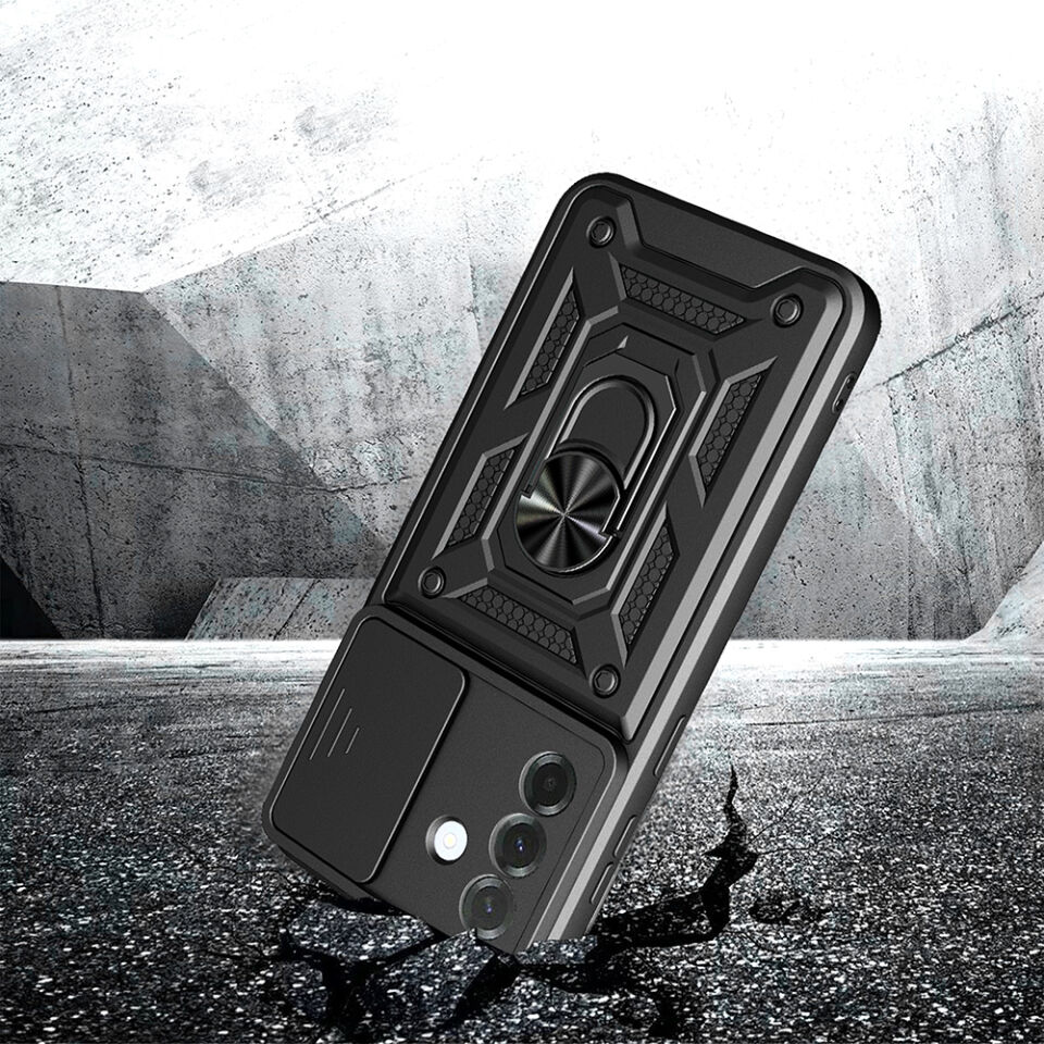 Galaxy A57 Kılıf Magnetik Standlı Kamera Korumalı Zore Sürgülü Vega Kapak