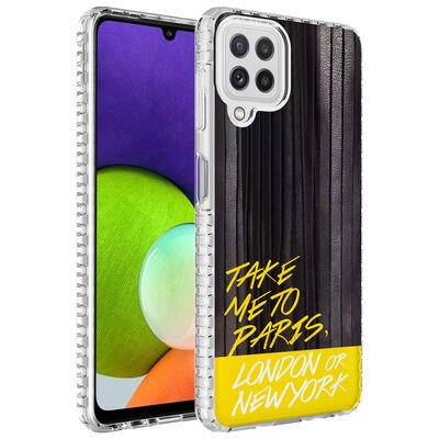 Galaxy M12 Kılıf Airbag Kenarlı Renkli Desenli Silikon Zore Elegans Kapak