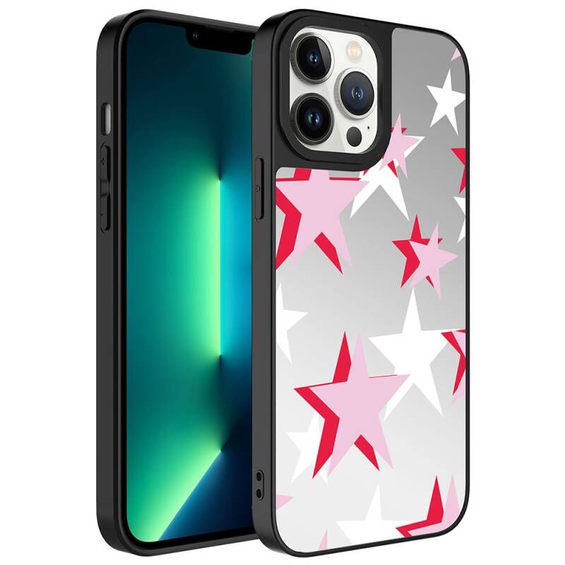 Apple iPhone 13 Pro Max Kılıf Aynalı Desenli Kamera Korumalı Parlak Zore Mirror Kapak Yıldız