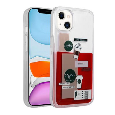 Apple iPhone 13 Kılıf Desenli Sıvılı Zore Drink Silikon Kapak