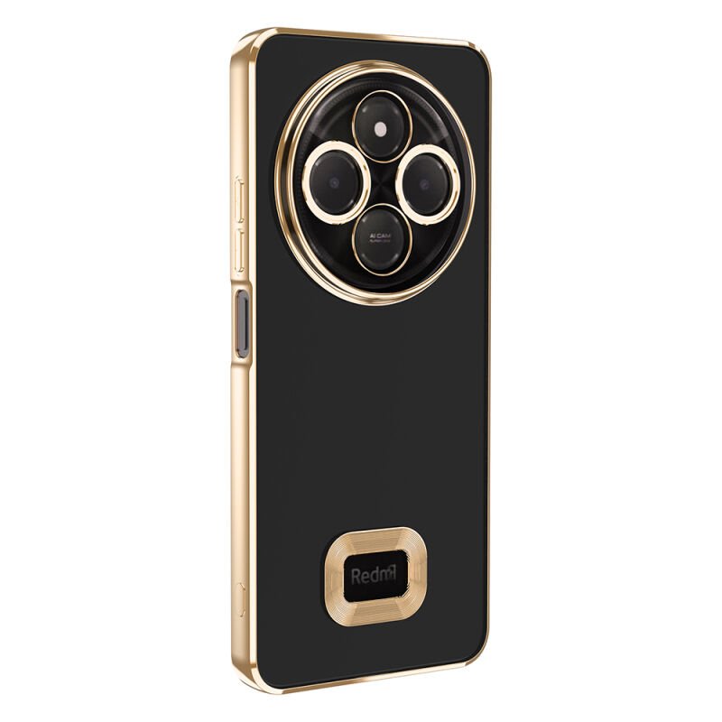 Xiaomi Redmi 14C 4G Kılıf Kamera Korumalı Logo Gösteren Zore Omega Kapak Gold