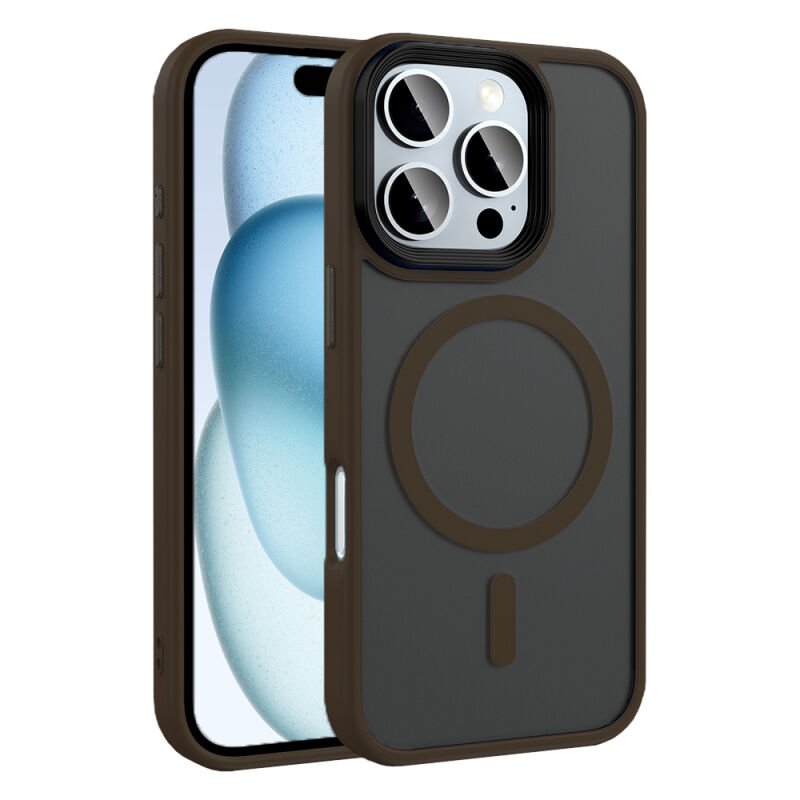 Apple iPhone 16 Pro Max Kılıf Mat Arka Yüzey Wireless Şarj Özellikli Zore Flet Magsafe Kapak