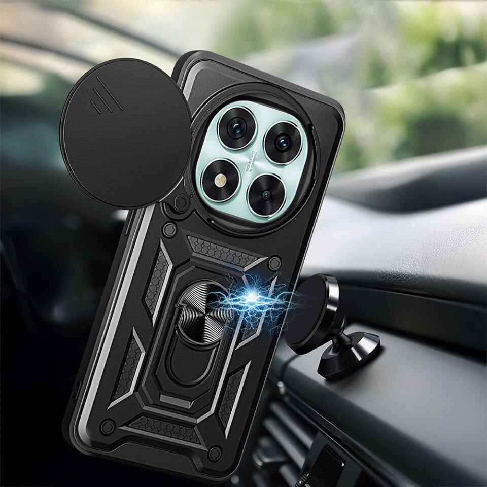 Xiaomi Redmi Note 14 Pro 5G Kılıf Magnetik Standlı Kamera Korumalı Zore Sürgülü Vega Kapak