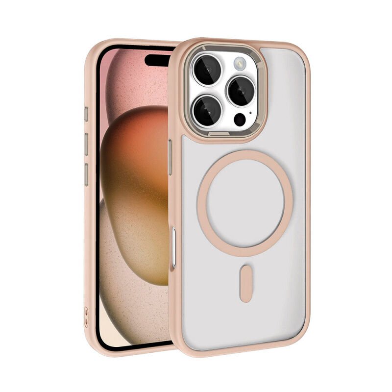 Apple iPhone 16 Pro Max Kılıf Wireless Şarj Özellikli Zore Krom Magsafe Silikon Kapak