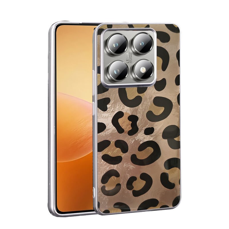 Xiaomi 14T Pro Kılıf Desenli Zore Mep Kapak Gold Leopar
