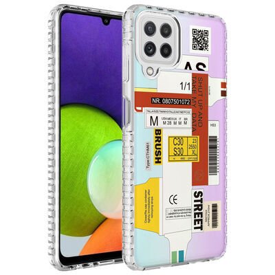 Galaxy M22 Kılıf Airbag Kenarlı Renkli Desenli Silikon Zore Elegans Kapak