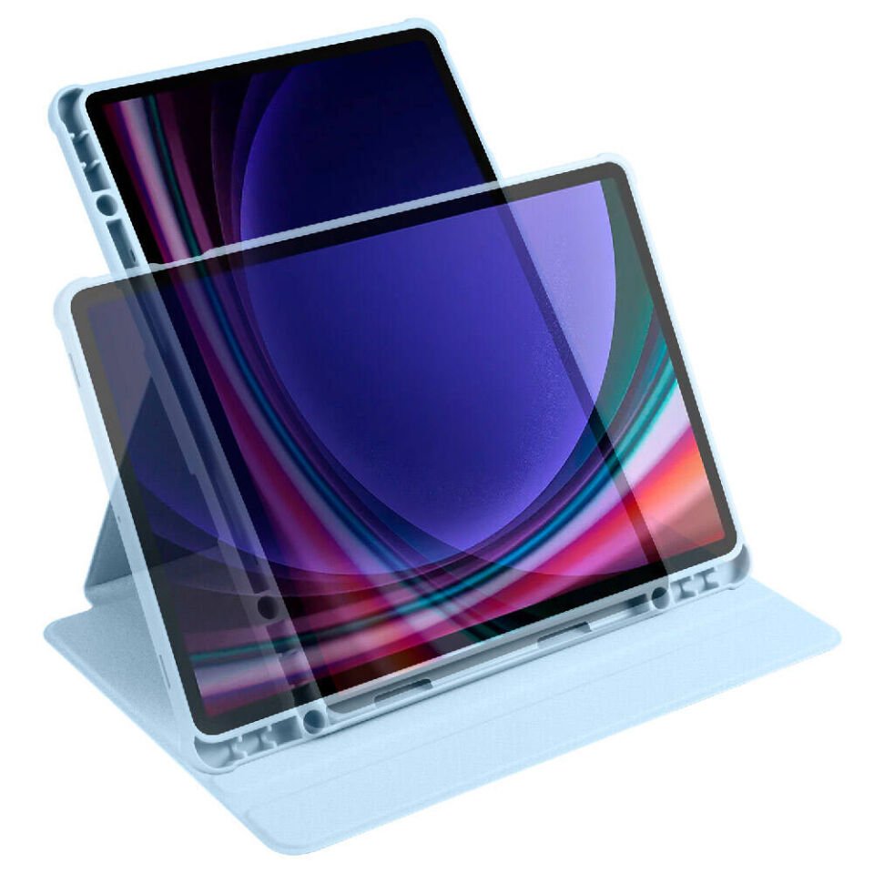 Galaxy Tab S9 Kılıf Zore Termik Kalem Bölmeli Dönebilen Standlı Kılıf Mavi