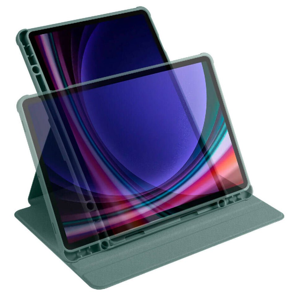 Galaxy Tab S9 Kılıf Zore Termik Kalem Bölmeli Dönebilen Standlı Kılıf Koyu Yeşil