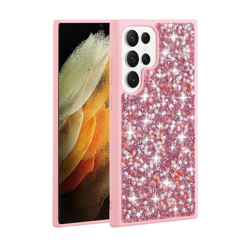 Galaxy S23 Ultra Kılıf Parlak Taşlı Tasarım Zore Linea Kapak