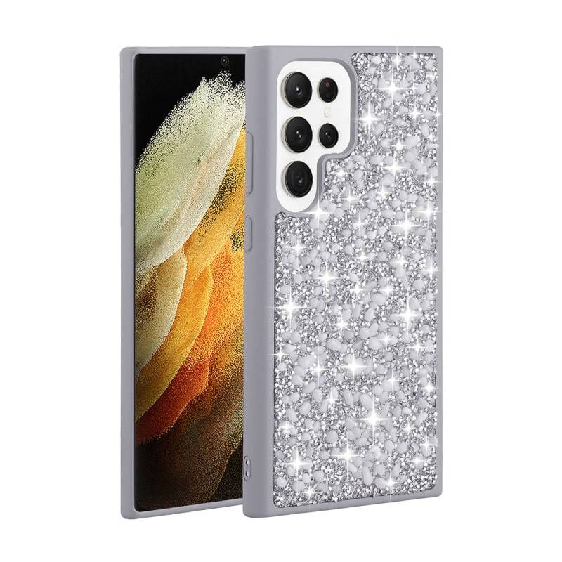 Galaxy S23 Ultra Kılıf Parlak Taşlı Tasarım Zore Linea Kapak