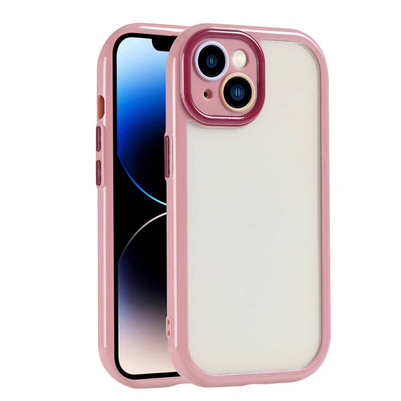 Apple iPhone 13 Kılıf Kamera Korumalı Renkli Kenar ve Çerçeve Tasarımlı Zore Vitamin Kapak Mürdüm