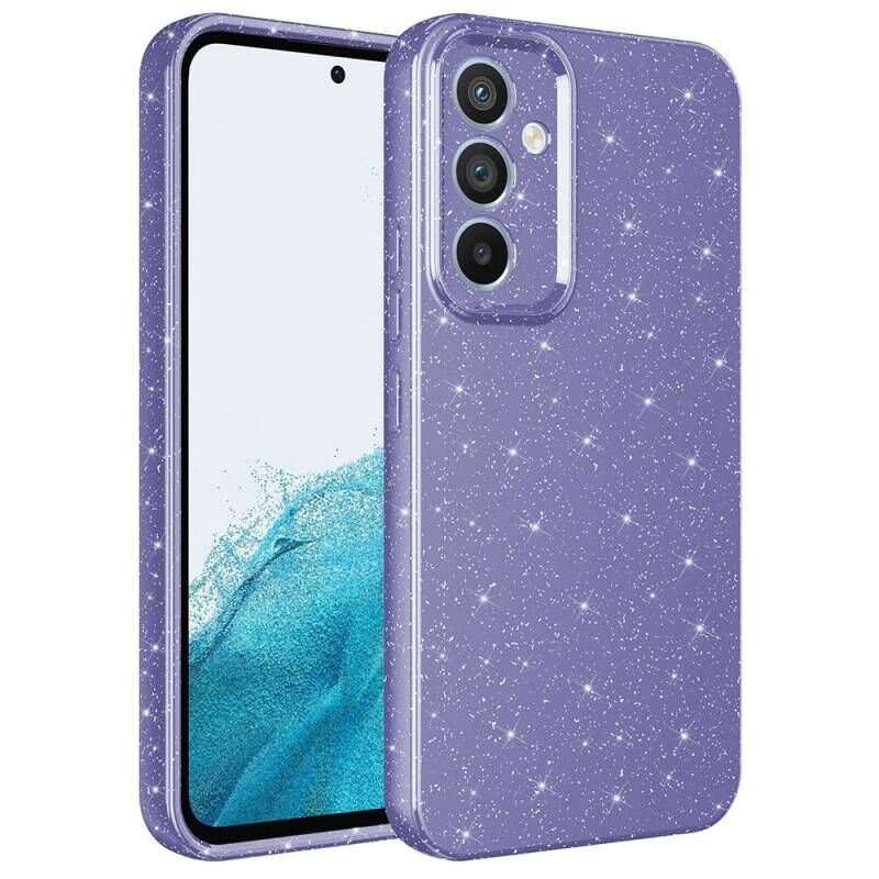 Galaxy A34 Kılıf Kamera Korumalı Simli Lüks Zore Koton Kapak Mor