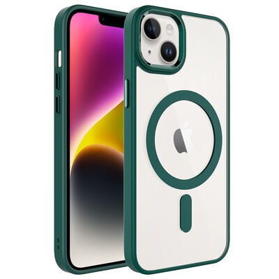 Apple iPhone 14 Kılıf Wireless Şarj Özellikli Zore Krom Magsafe Silikon Kapak