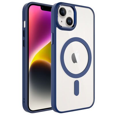 Apple iPhone 14 Kılıf Wireless Şarj Özellikli Zore Krom Magsafe Silikon Kapak