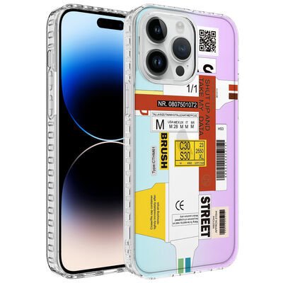 Apple iPhone 14 Pro Max Kılıf Airbag Kenarlı Renkli Desenli Silikon Zore Elegans Kapak