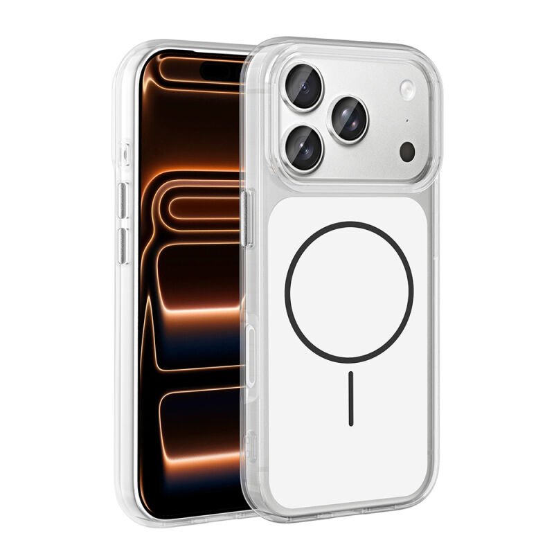 Apple iPhone 17 Pro Max Kılıf M-Safe Şarj Özellikli Metal Buton Tasarımlı Zore İkonik Sert Silikon Kapak