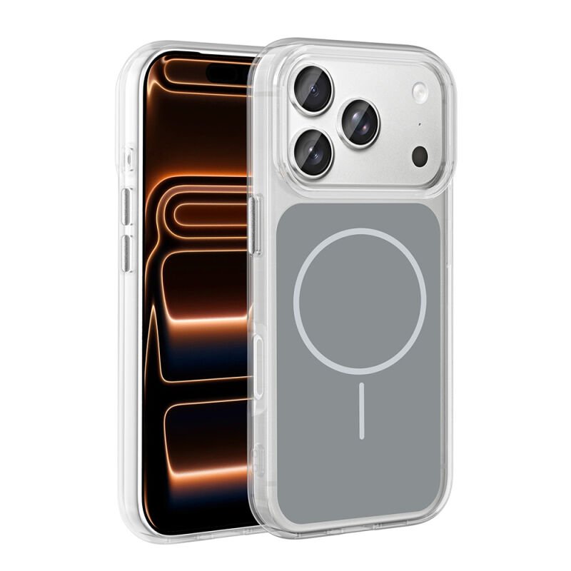 Apple iPhone 17 Pro Max Kılıf M-Safe Şarj Özellikli Metal Buton Tasarımlı Zore İkonik Sert Silikon Kapak