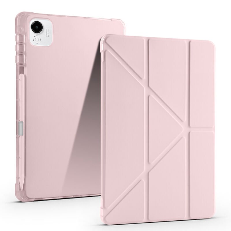 Honor Pad X9 Pro Kılıf Zore Tri Folding Kalem Bölmeli Standlı Kılıf Rose Gold