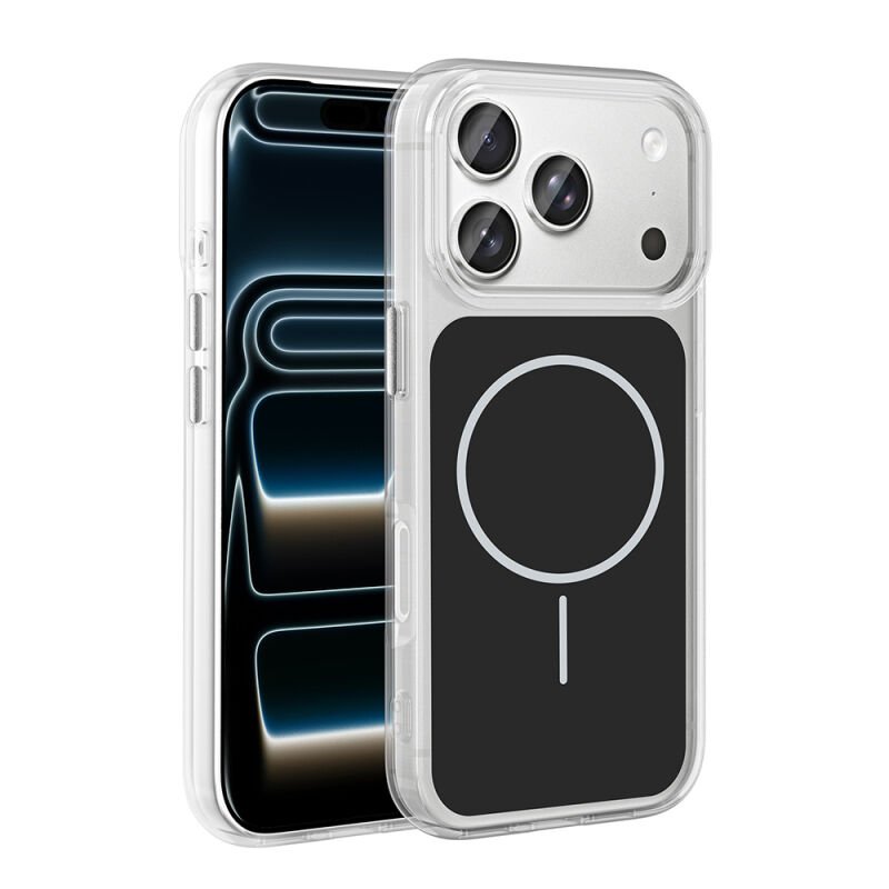 Apple iPhone 17 Pro Kılıf M-Safe Şarj Özellikli Metal Buton Tasarımlı Zore İkonik Sert Silikon Kapak
