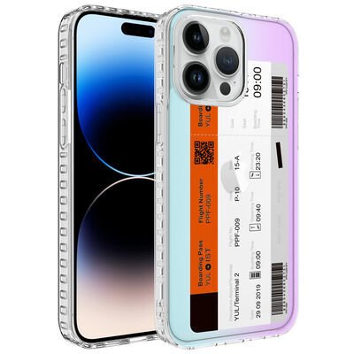 Apple iPhone 14 Pro Kılıf Airbag Kenarlı Renkli Desenli Silikon Zore Elegans Kapak NO1